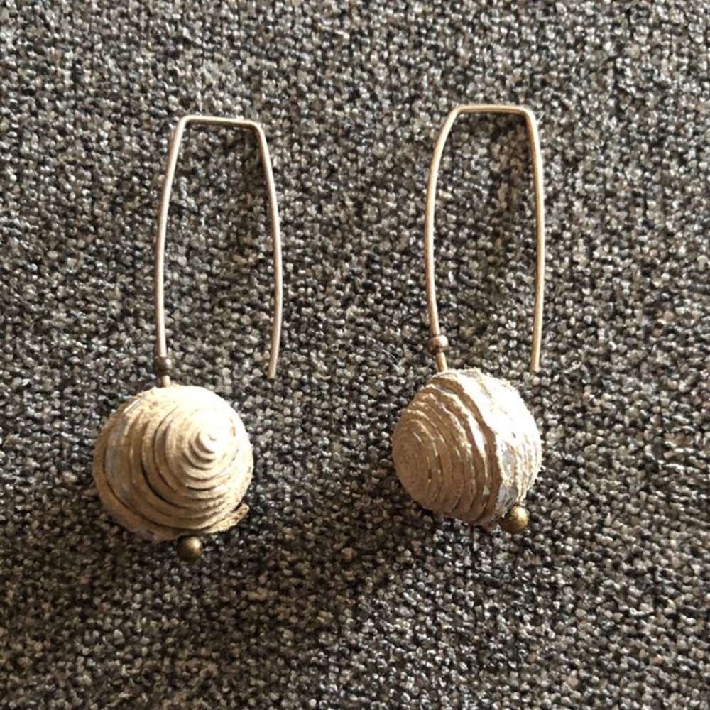Vintage rattan knit drop down earrings